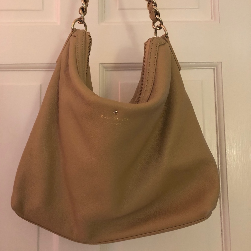 kate spade Handbag, Tan Leather Hobo, Pre-owned
